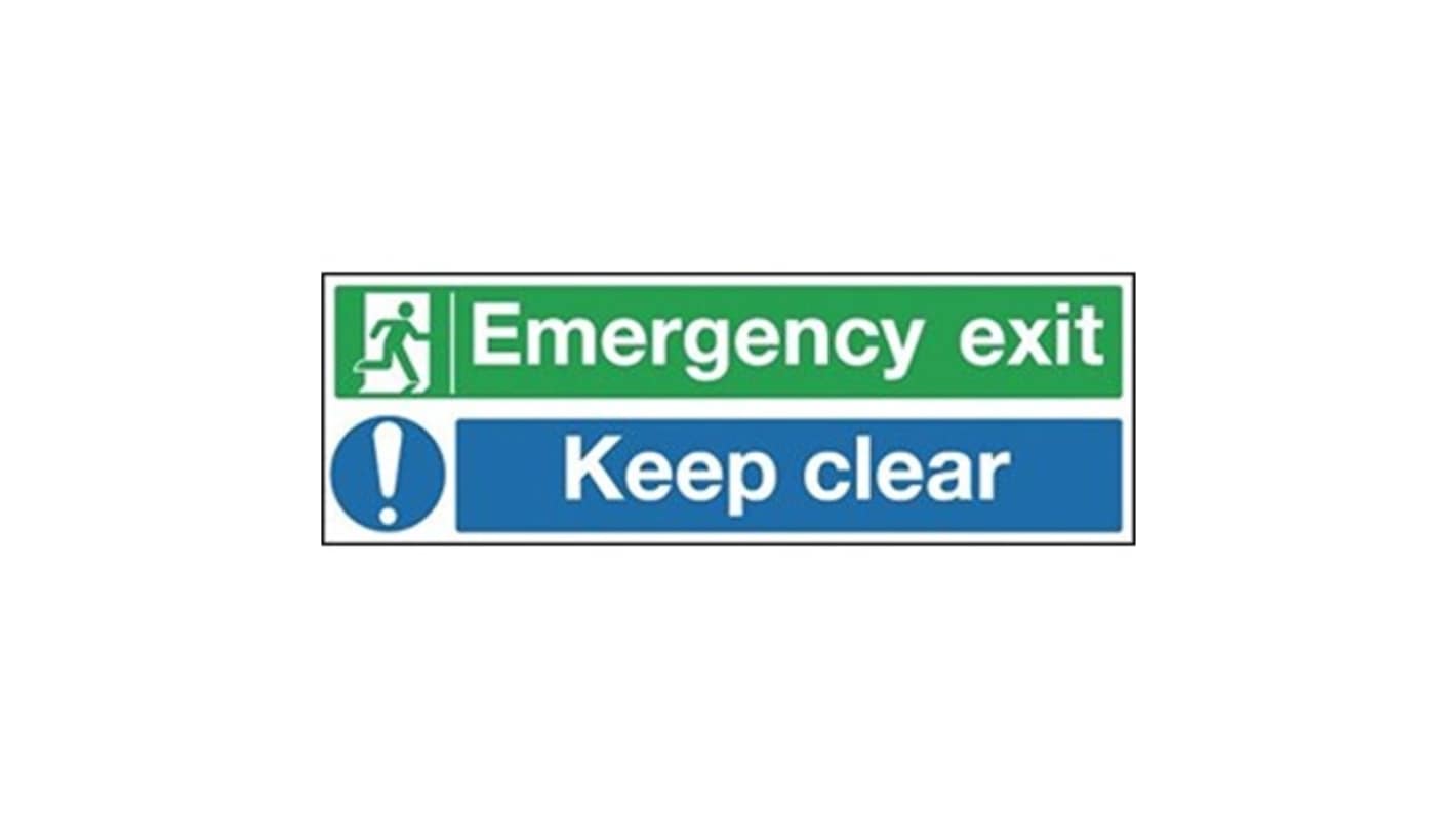 Polyester Keep Clear, Emergency Exit, Keep Clear, English, Exit Sign