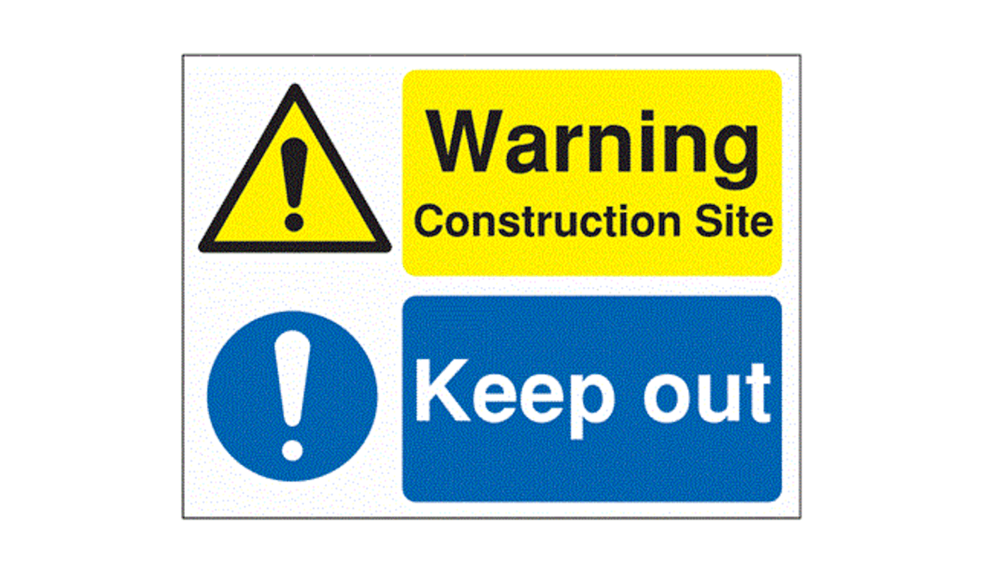 RS PRO Self-Adhesive Area Hazard Hazard Warning Sign (English)