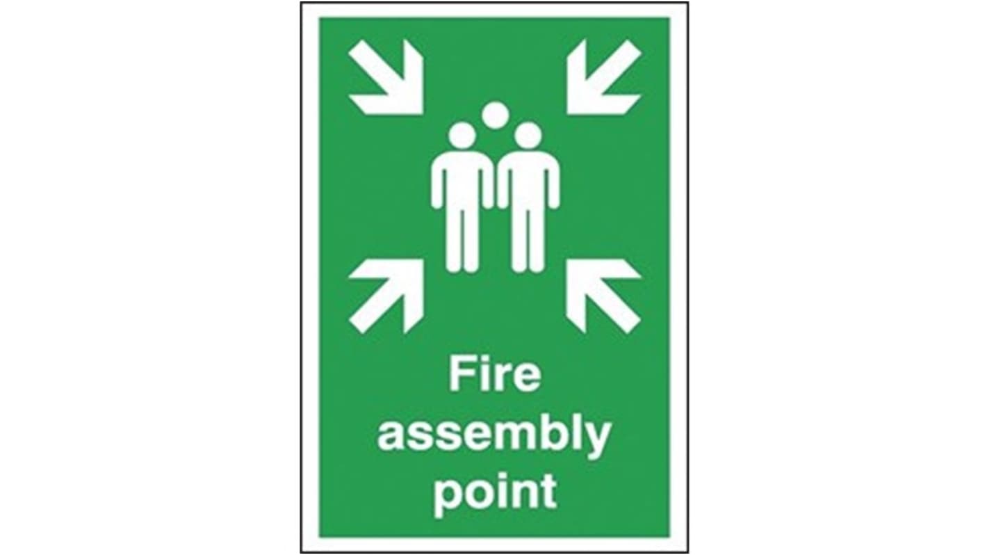 Polyester Fire Safety Sign, Fire Assembly Point With English Text Self-Adhesive