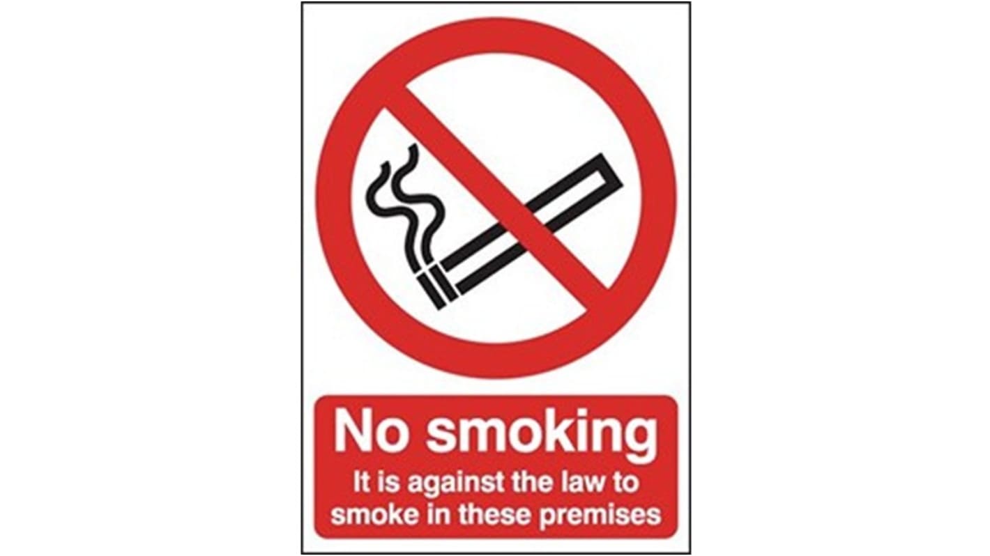 Segnale Vietato fumare "No Smoking It Is Against The Law", in Poliestere, Autoadesivo