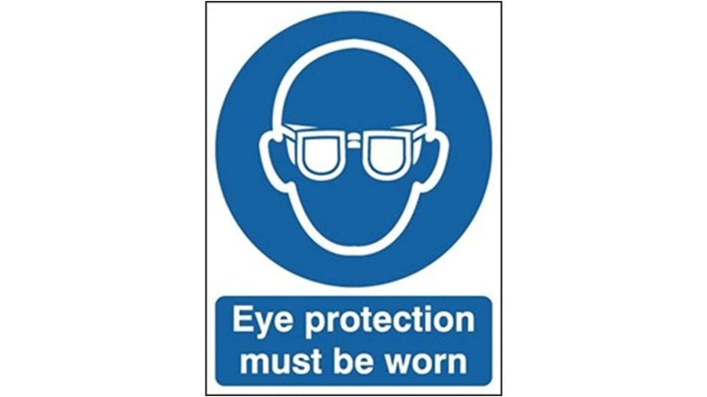 RS PRO Polyester Mandatory Eye Protection Sign With English Text