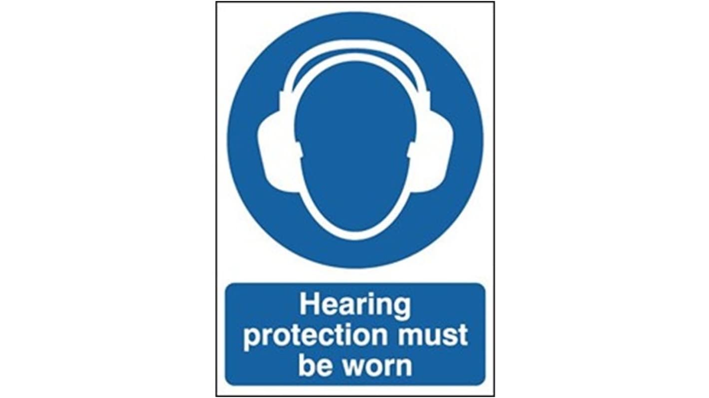 RS PRO Polyester Mandatory Ear Protection Sign With English Text