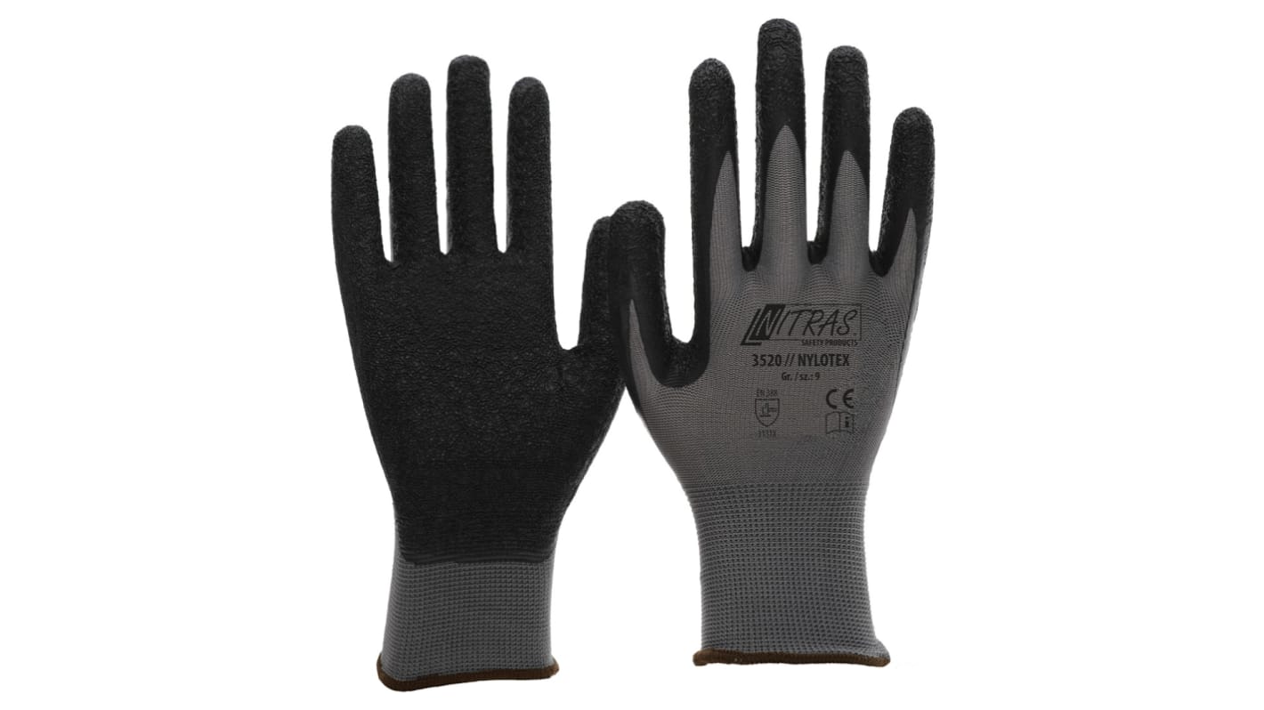 NITRAS SAFETY NYLOTEX Black, Grey Nylon Abrasion Resistant, Chemical Resistant, Cut Resistant, Puncture Resistant, Tear