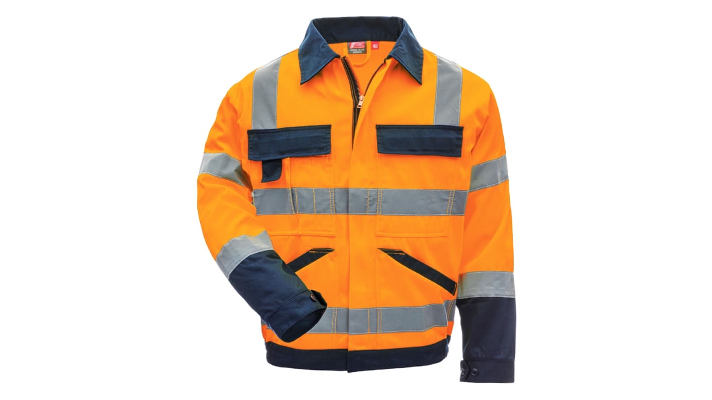 Chaqueta alta visibilidad Unisex NITRAS SAFETY de color Naranja/azul marino, talla XXL
