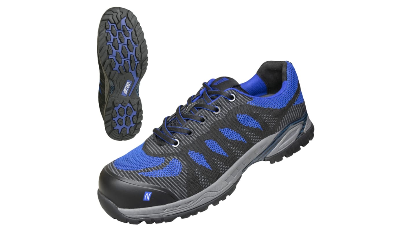 NITRAS SAFETY 7413 Unisex Black, Blue Fibreglass Toe Capped Safety Shoes, UK 7 1/2, EU 41