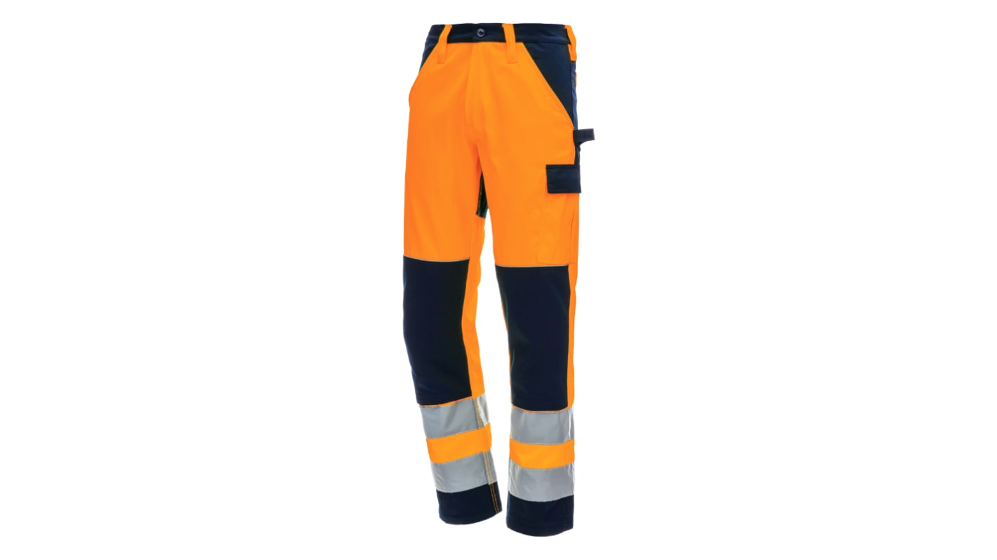 Pantalones de alta visibilidad NITRAS SAFETY, talla 94 → 104cm, de color Naranja/azul marino, Transpirable