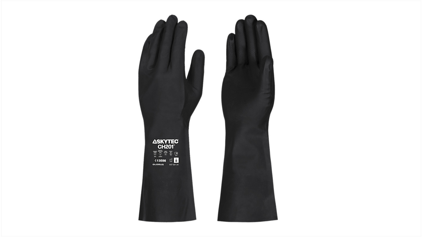 Skytec CH201 Black Nitrile Chemical Resistant Gloves, Size 11, XXL, Nitrile Coating
