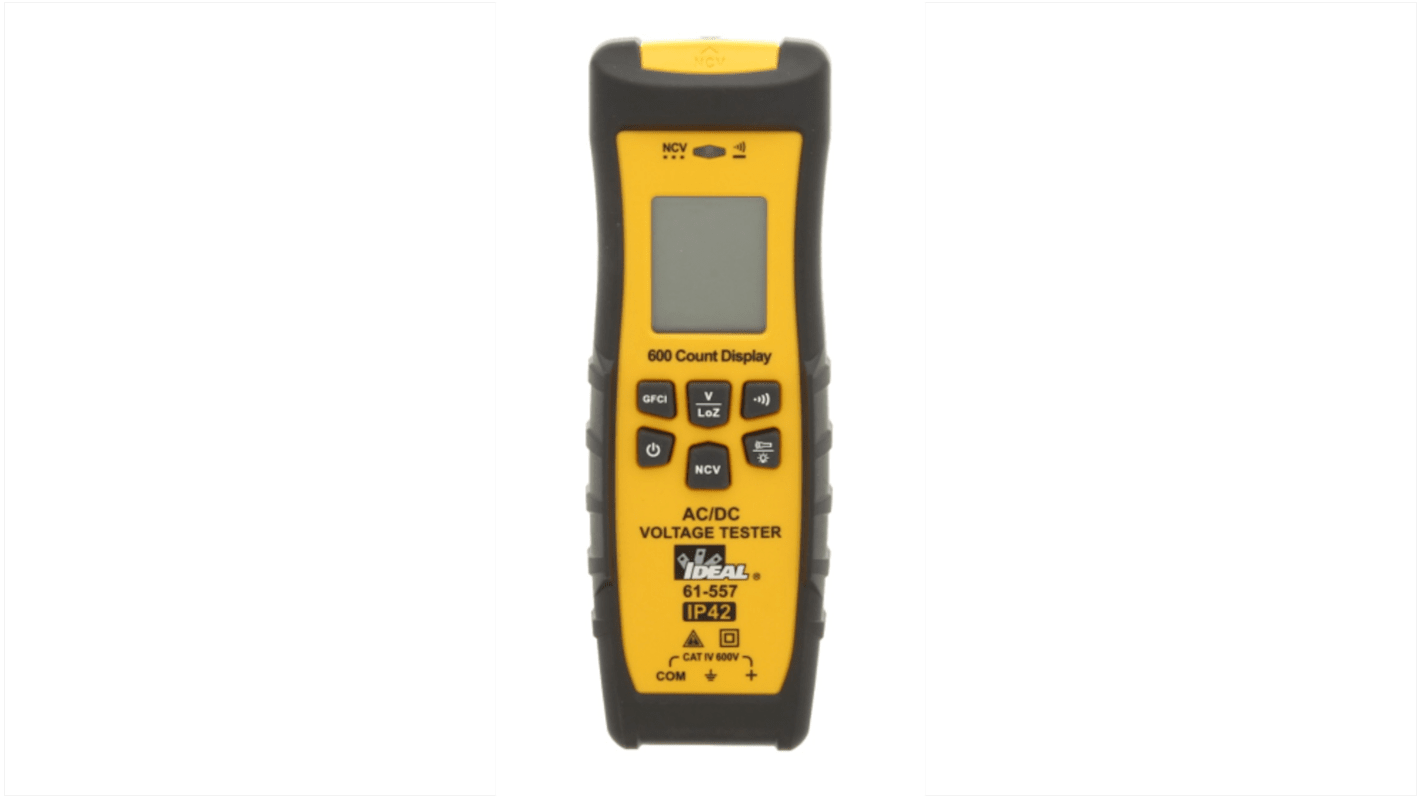 Ideal Industries 61-557, LCD Voltage tester, 600V ac/dc, Continuity Check, Battery Powered, CAT IV