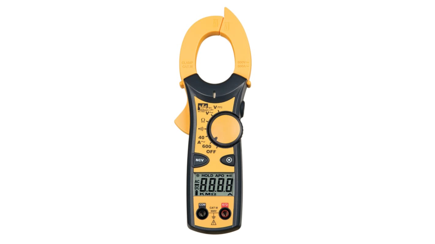 Ideal Industries 61-744 Clamp Meter, Max Current 600A ac CAT III 600V