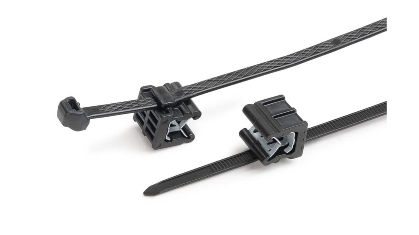 HellermannTyton Cable Ties, Cable Tray Cable Tie, 200mm x 4.9 mm, Black Polypropylene, Pk-500