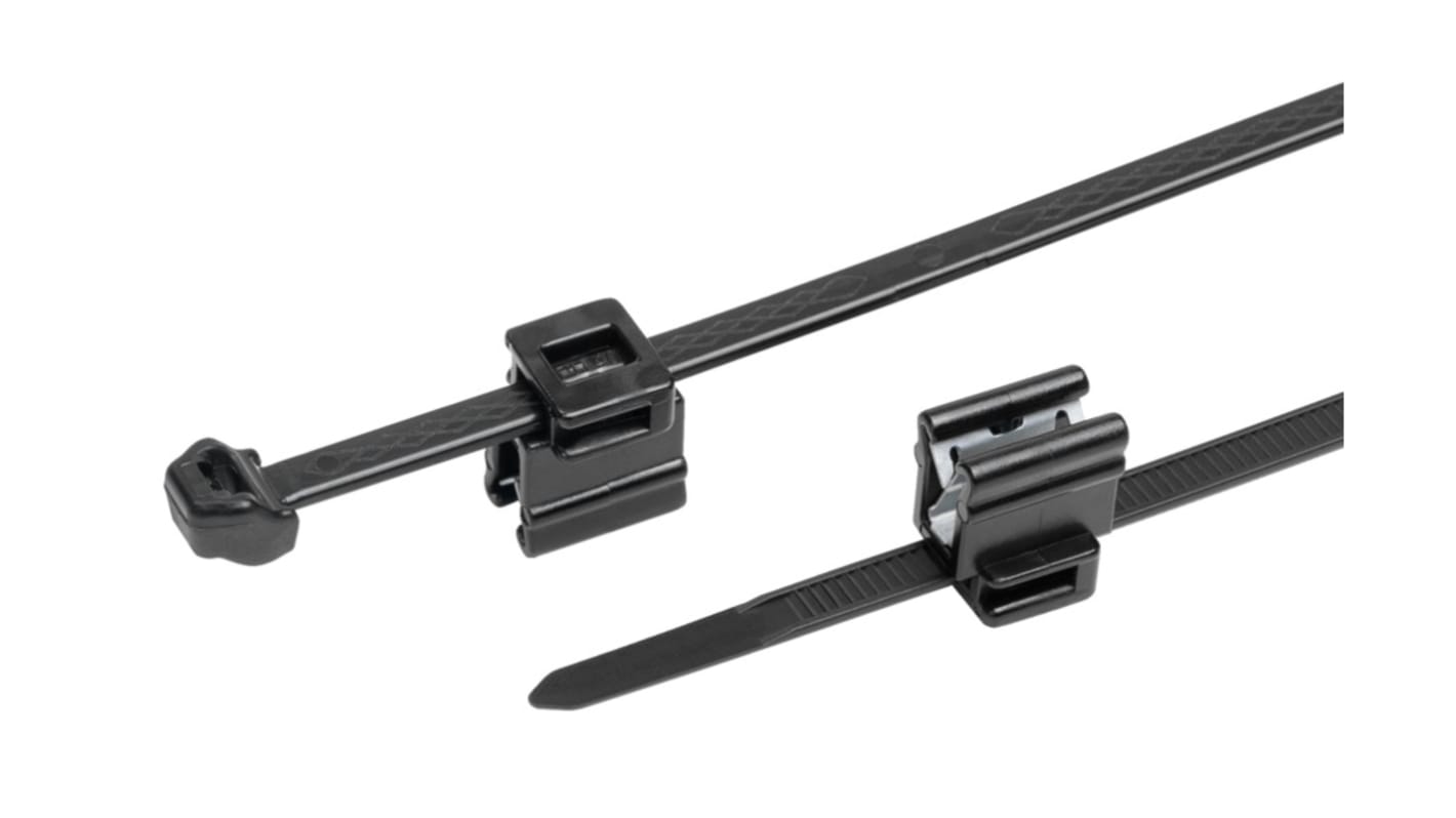 HellermannTyton Cable Ties, Cable Tray Cable Tie, 200mm x 4.9 mm, Black Polypropylene, Pk-500units