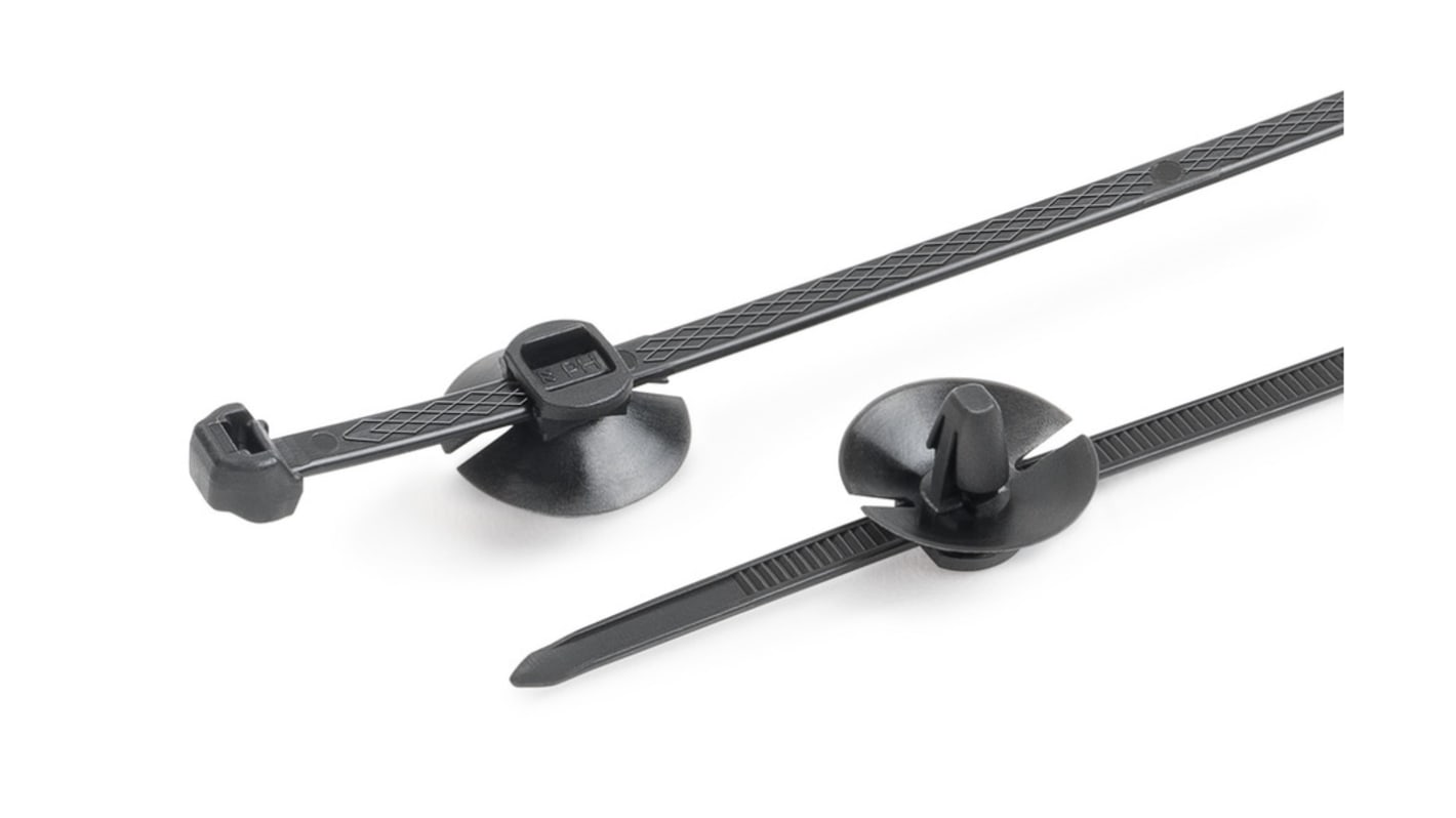 HellermannTyton Cable Ties, Cable Tray Cable Tie, 200mm x 4.9 mm, Black Polypropylene, Pk-500