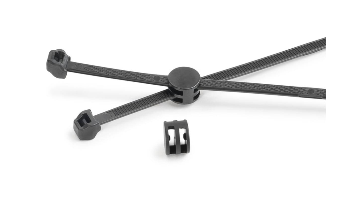 HellermannTyton Cable Ties, Cable Tray Cable Tie, 200mm x 4.9 mm, Black Polypropylene, Pk-500units