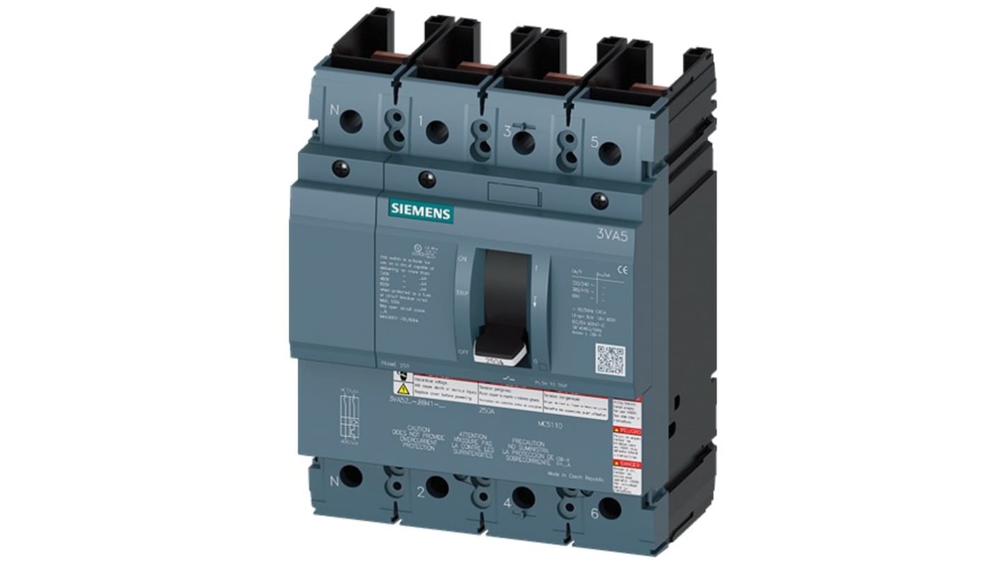 Siemens, SENTRON MCCB 4P 150A, Breaking Capacity 65 kA, Fixed Mount
