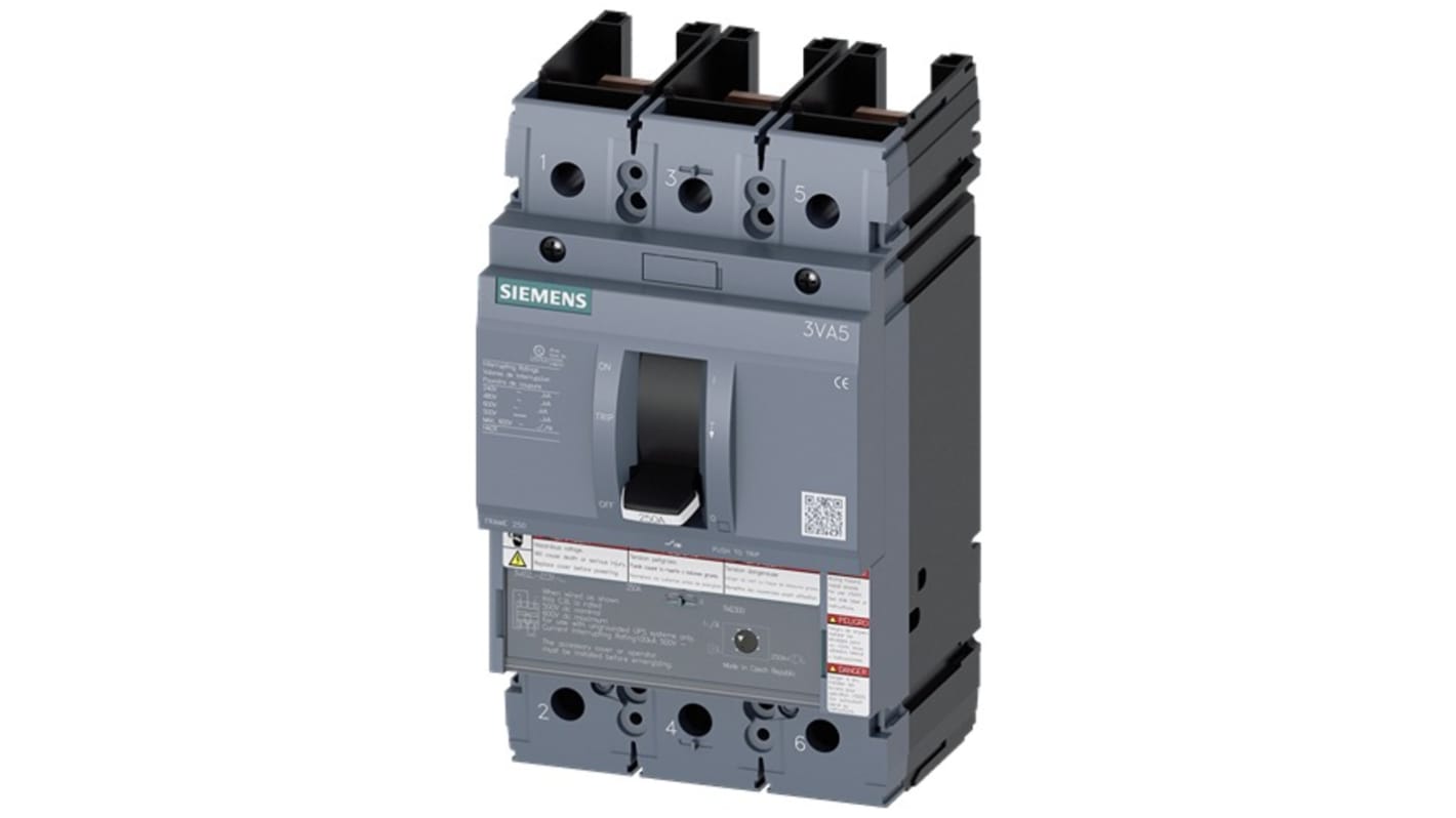 Siemens, SENTRON MCCB 3P 100A, Breaking Capacity 10 kA, Fixed Mount