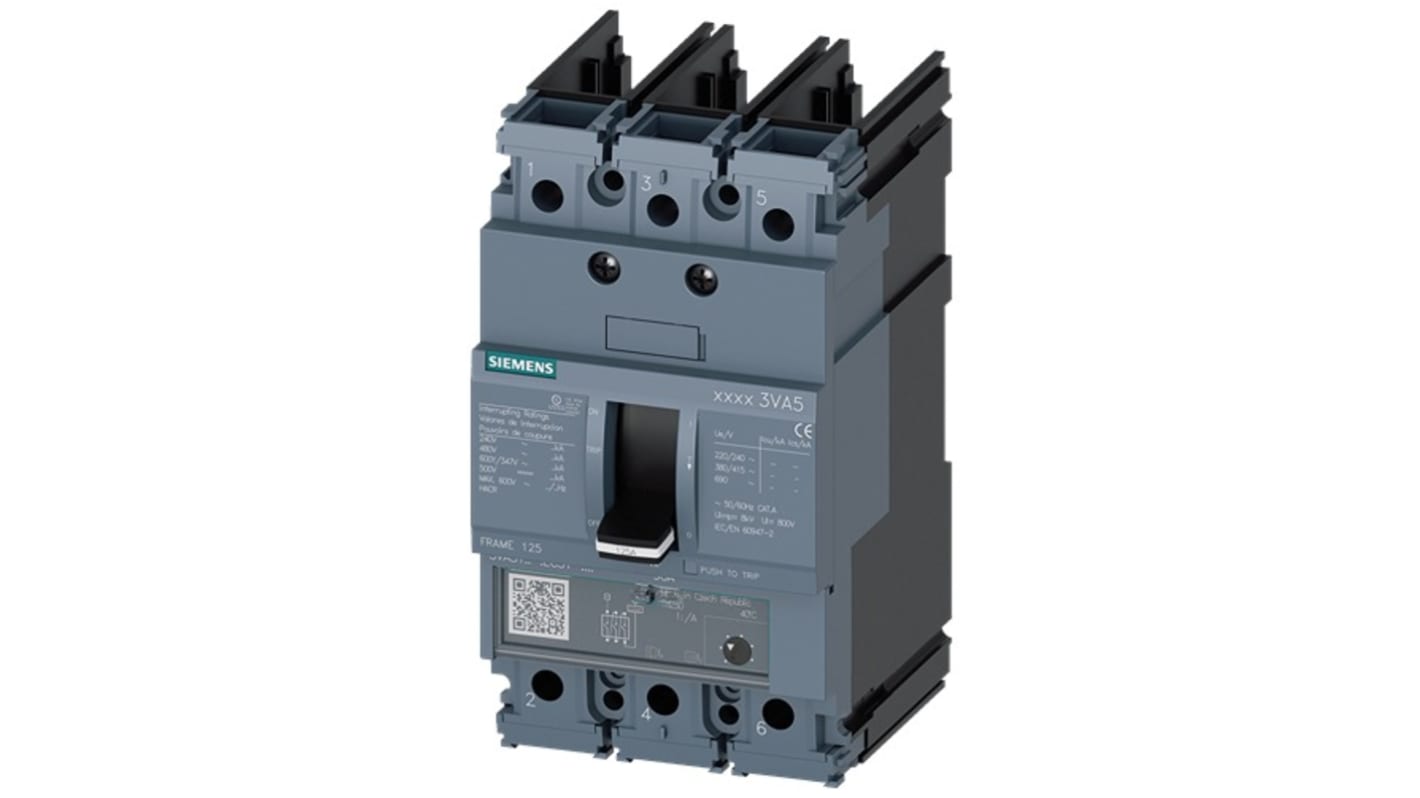 Siemens, SENTRON MCCB 3P 15A, Breaking Capacity 7 kA, Fixed Mount