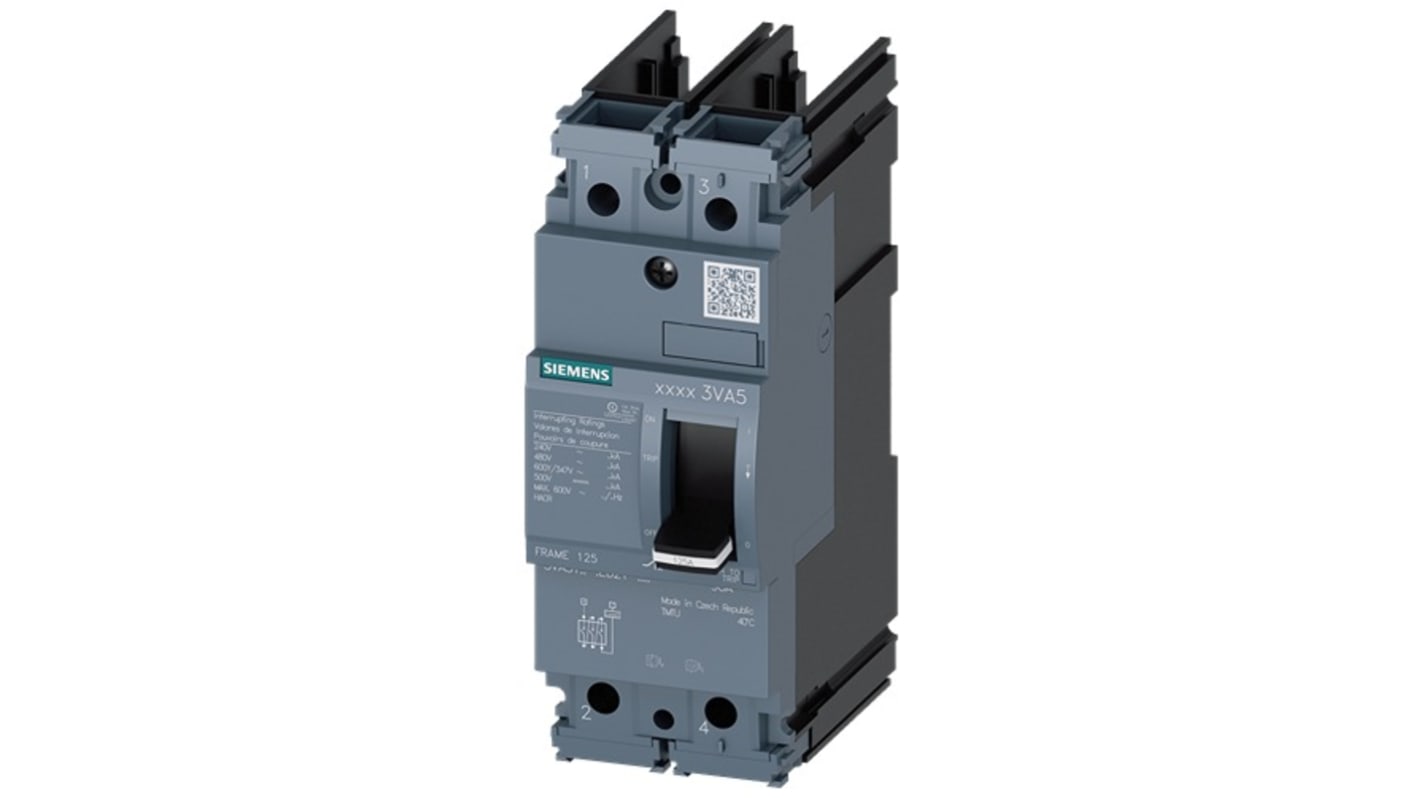 Siemens, SENTRON MCCB 2P 15A, Breaking Capacity 70 kA, Fixed Mount