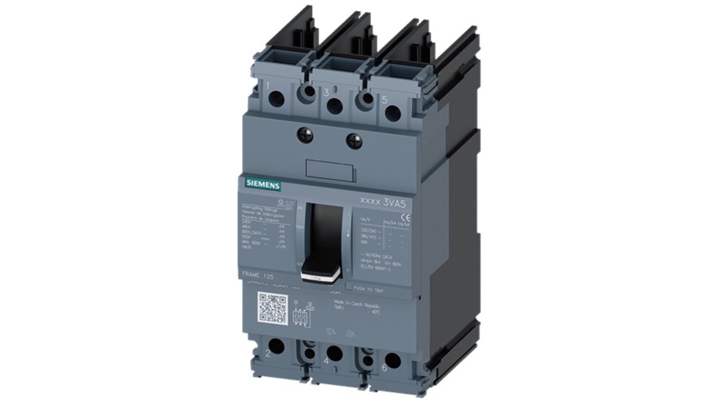 Siemens, SENTRON MCCB 3P 15A, Breaking Capacity 10 kA, Fixed Mount