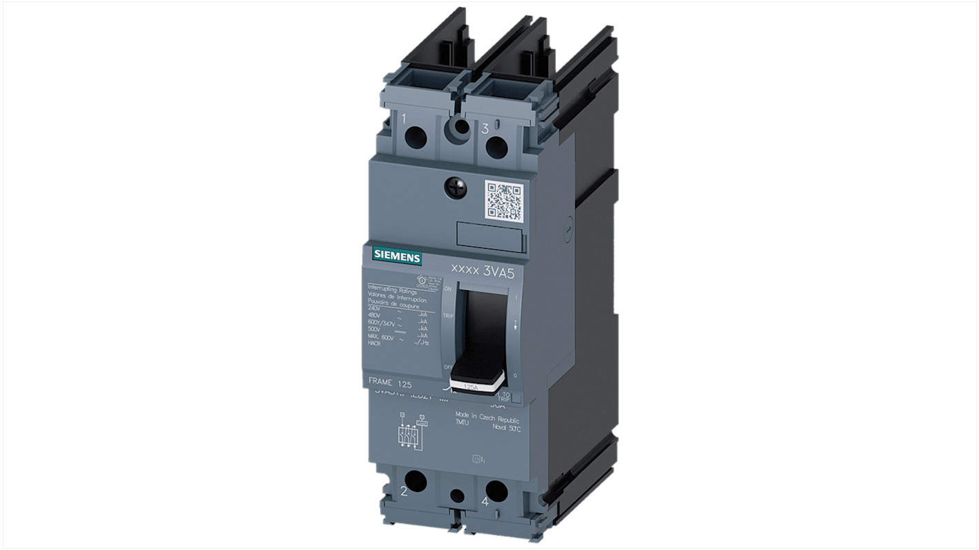 Siemens, SENTRON MCCB Molded Case Circuit Breaker 2P 20A, Breaking Capacity 18 kA, Cable Mount, Panel Mount