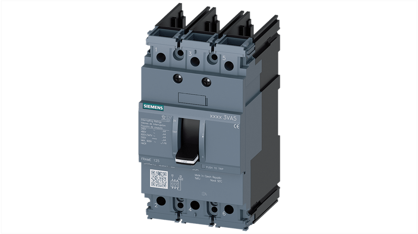 Siemens, SENTRON MCCB Molded Case Circuit Breaker 3P 40A, Breaking Capacity 14 kA, Cable Mount, Panel Mount