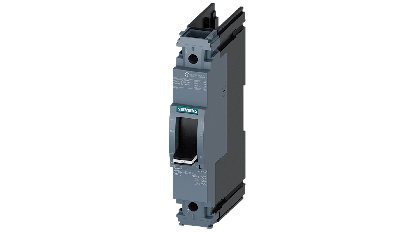 Siemens, SENTRON MCCB Molded Case Circuit Breaker 1P 45A, Breaking Capacity 18 kA, Cable Mount, Panel Mount