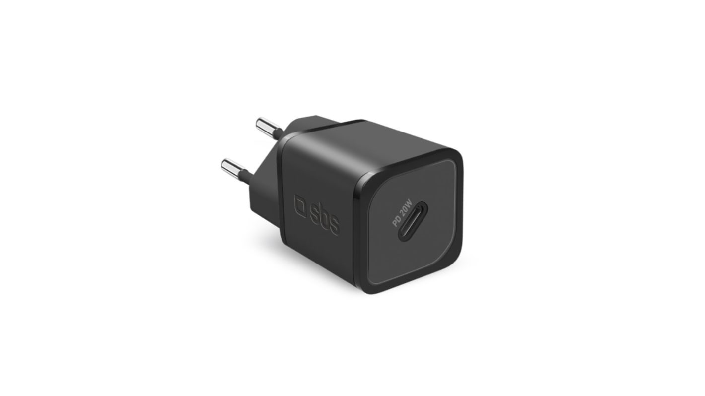 Carica batteria per cellulari SBS Nero Unità 1 TETRGAN1C20K