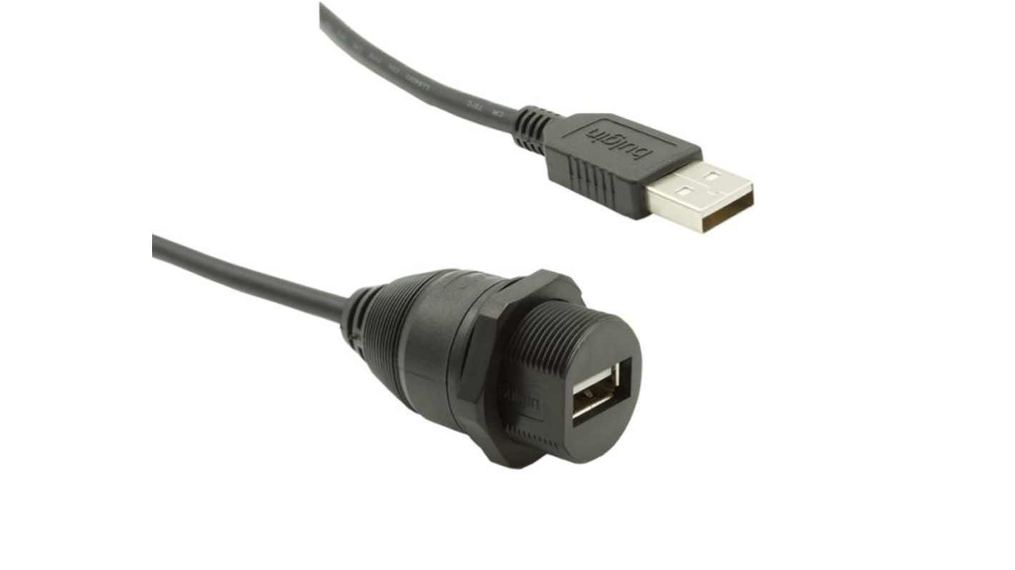 Bulgin USB 3.0, Female USB A to Male USB A, 300mm