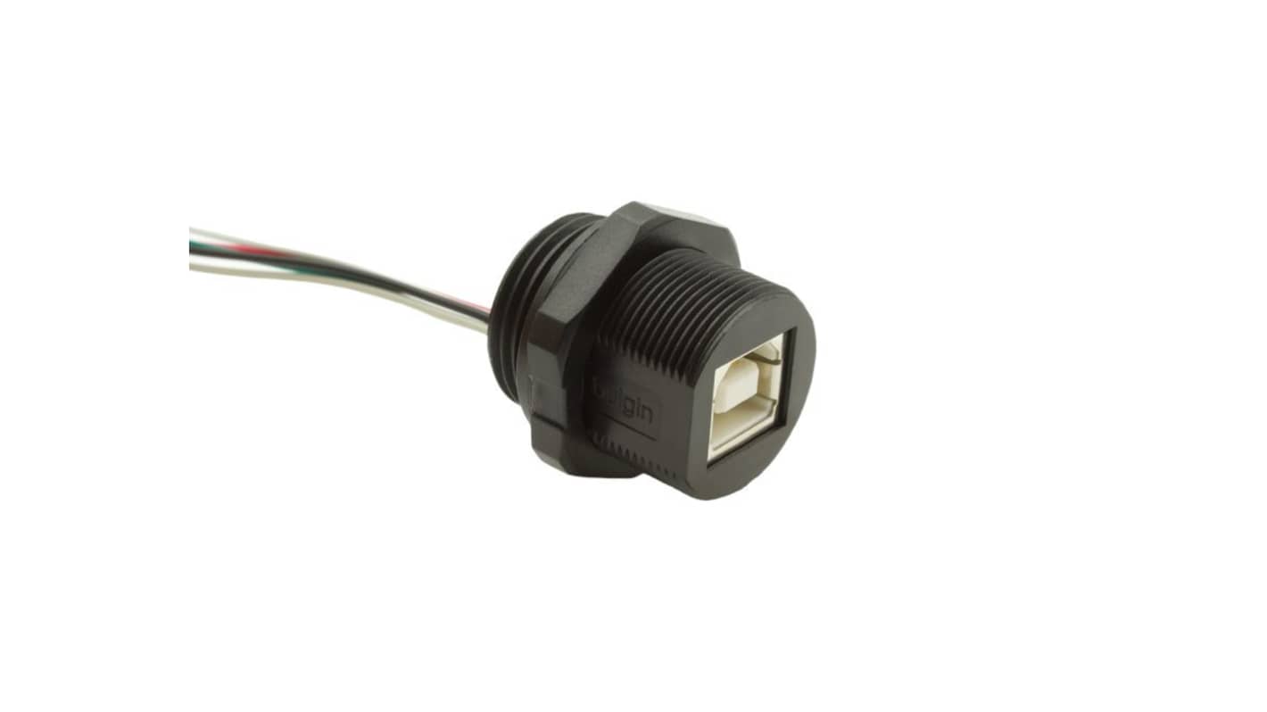 Bulgin USB 2.0, Female USB B to Flying Leads, 250mm