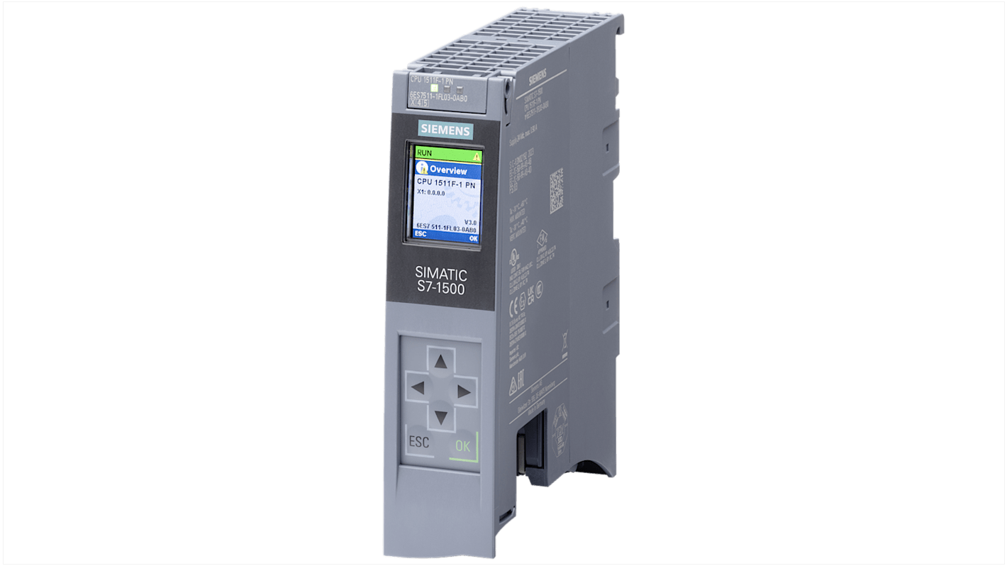 Siemens 6AG1511 Series PLC CPU for Use with SIPLUS S71500, 24 V dc Supply, 20-Input