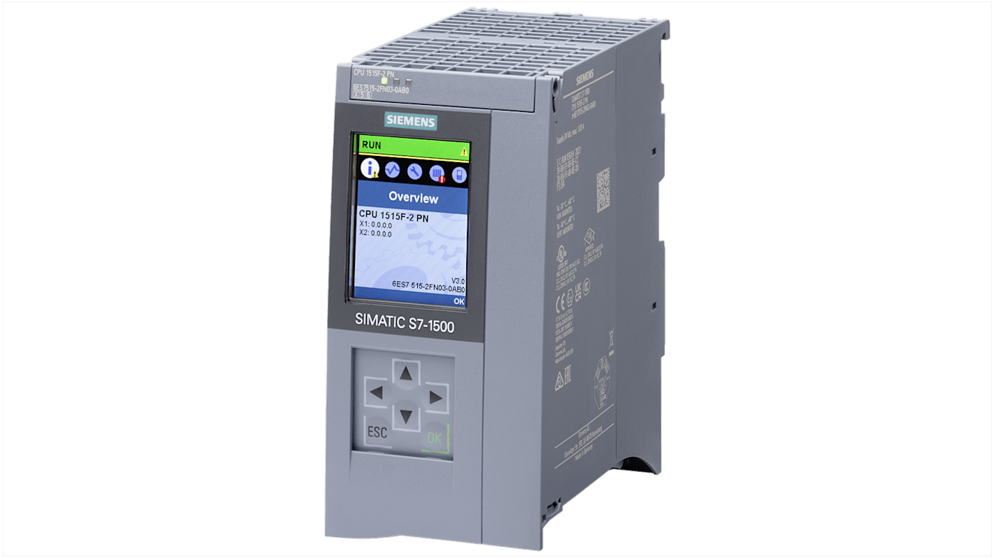 Siemens 6AG1515 Series PLC CPU for Use with SIPLUS S71500, 24 V dc Supply, 20-Input