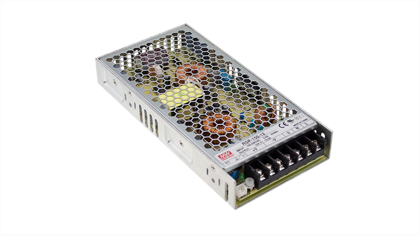 Alimentatore switching MEAN WELL RSP-150-13,5, 150W, ingresso 110/230V, uscita 13.5V cc, 11.2A
