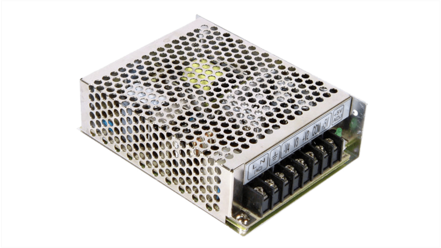 MEAN WELL Switching Power Supply, RQ-65C, -15V dc, 0.5A, 65W, Quad Output, 110/230V Input Voltage