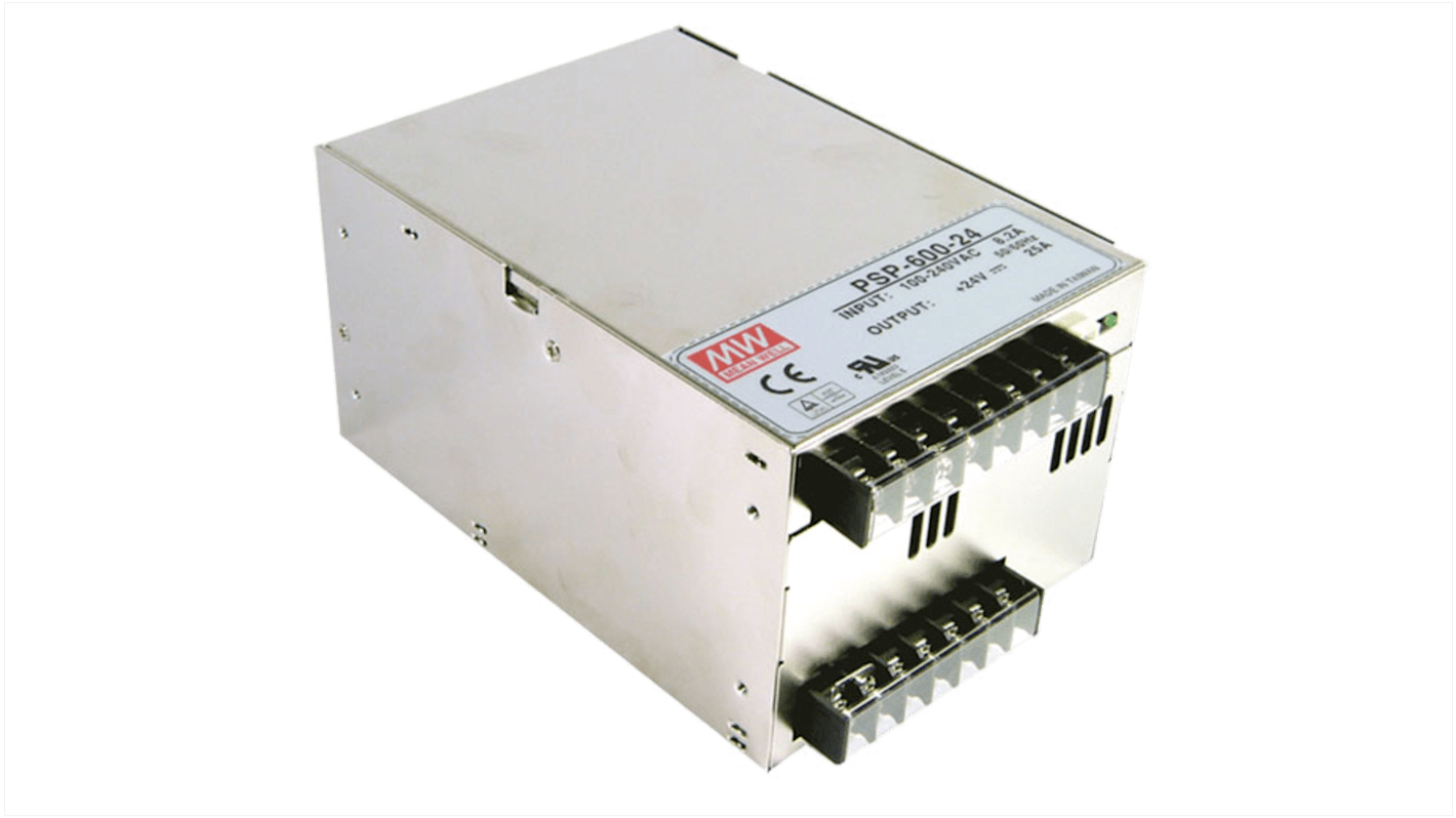 MEAN WELL Switching Power Supply, PSP-600-15, 15V dc, 40A, 600W, 1 Output, 110/230V Input Voltage