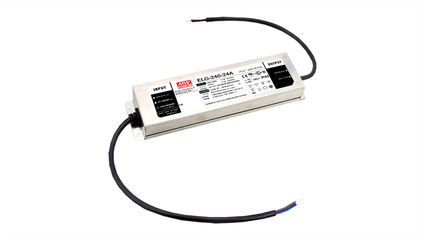 MEAN WELL LED Driver, 24V Output, 240W Output, 10A Output, Constant Current / Constant Voltage Dimmable