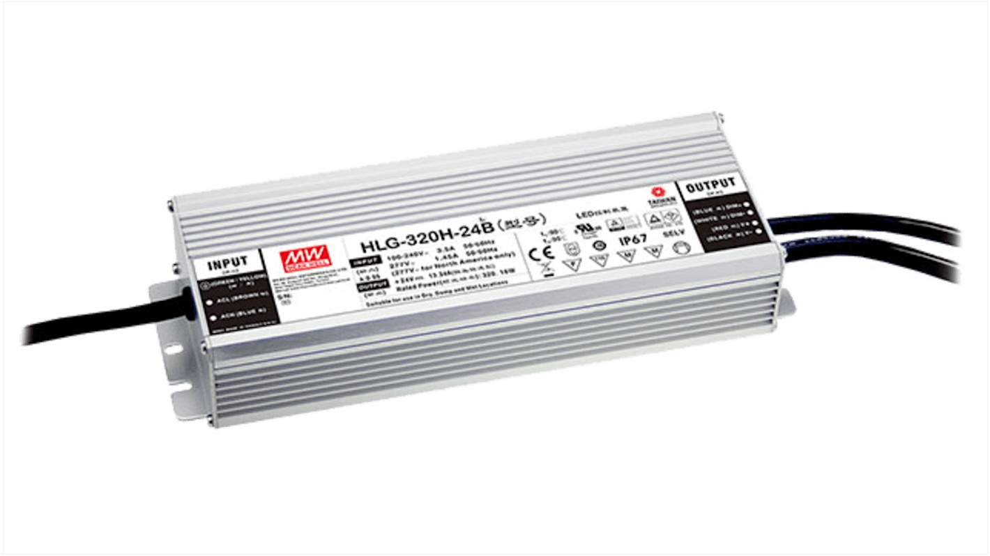 MEAN WELL LED Driver, 48V Output, 320W Output, 6.7A Output, Constant Current / Constant Voltage Dimmable