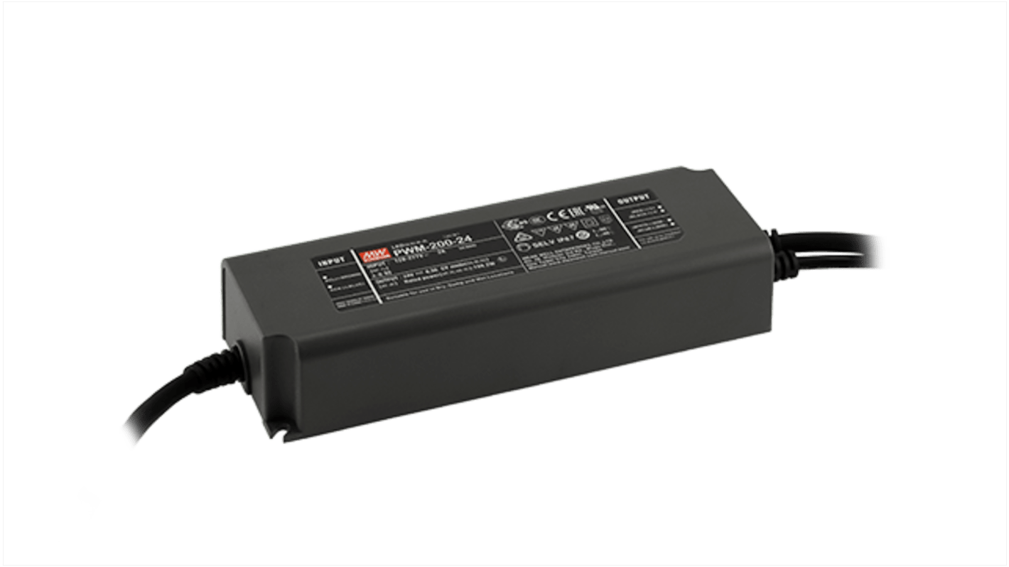 MEAN WELL LED Driver, 24V Output, 200W Output, 8.3A Output, Constant Voltage Dimmable