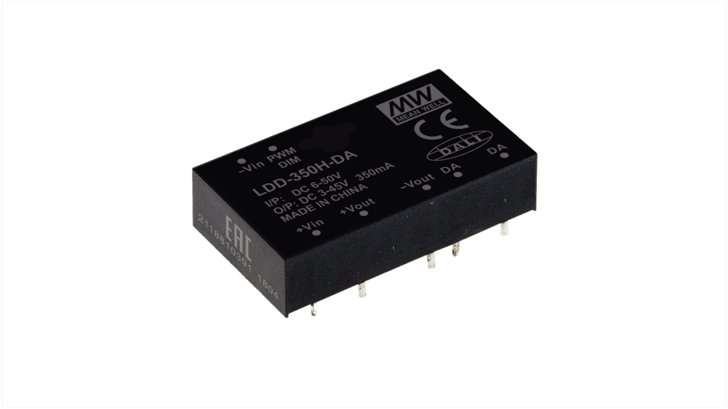 MEAN WELL LED Driver, Mar-45V Output, 5W Output, 350mA Output, Constant Current Dimmable