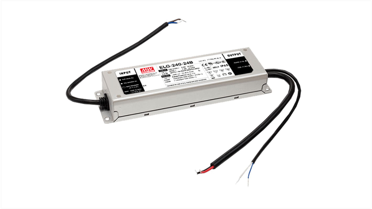 MEAN WELL LED Driver, 24V Output, 240W Output, 10A Output, Constant Current / Constant Voltage Dimmable
