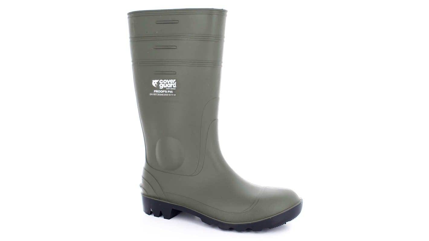 Coverguard PROOF'IT PVC Green/Black Steel Toe Capped Unisex Safety Boot, UK 10, EU 44