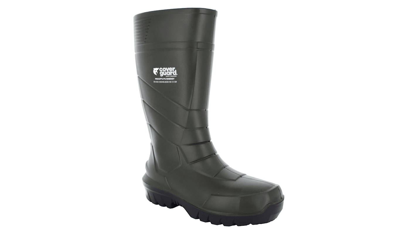 Coverguard PROOF'IT PU Energy Green/Black Composite Toe Capped Unisex Safety Boot, UK 7, EU 40