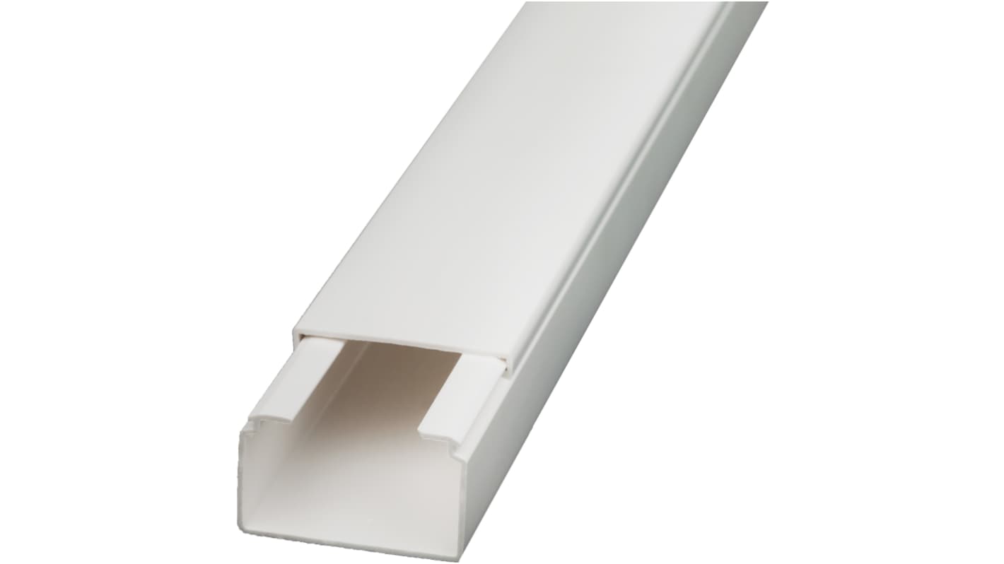RS PRO White Mini Trunking - Closed Slot, W40 mm x D25mm, L2m, PVC