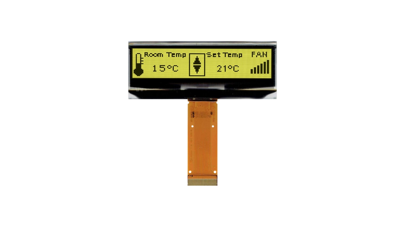 Midas Yellow Passive matrix OLED Display 128 x 32pixels TAB I2C, Parallel, SPI Interface