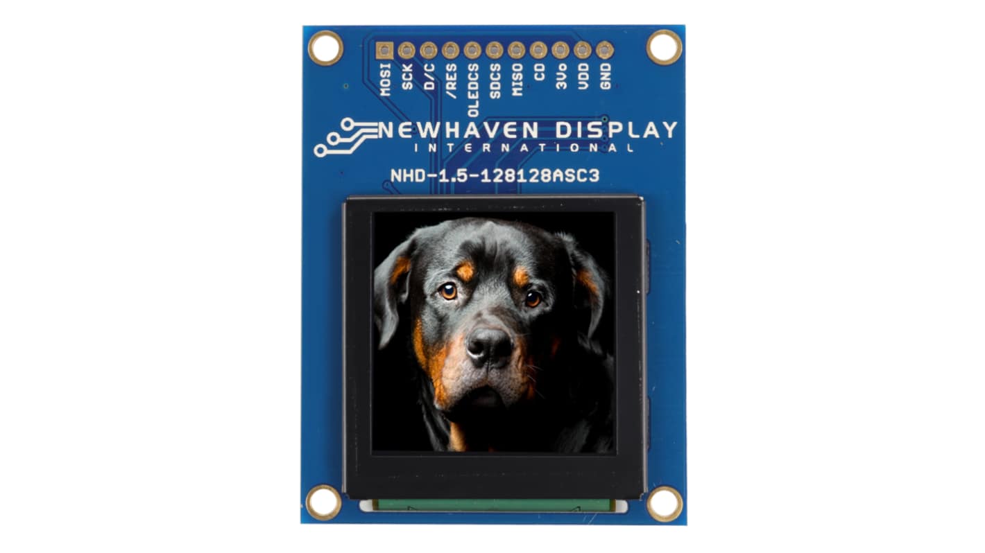Afficheur OLED, NEWHAVEN DISPLAY INTERNATIONAL, 1.5pouce TFT, Pleine couleur, 128 x 128pixels, Montage sur circuit