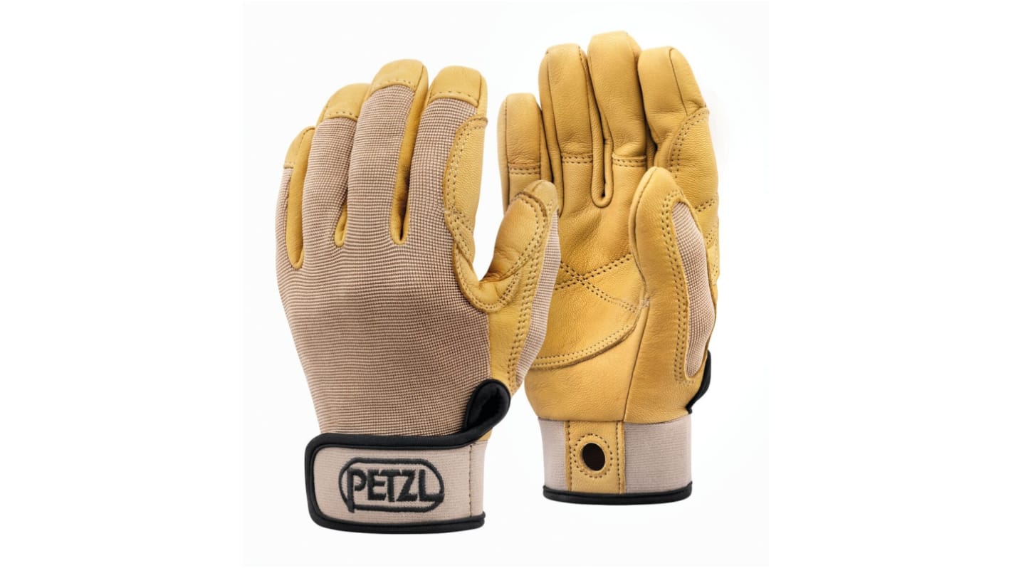 Petzl K25 Tan Leather, Nylon Abrasion Resistant Work Gloves, Size 9