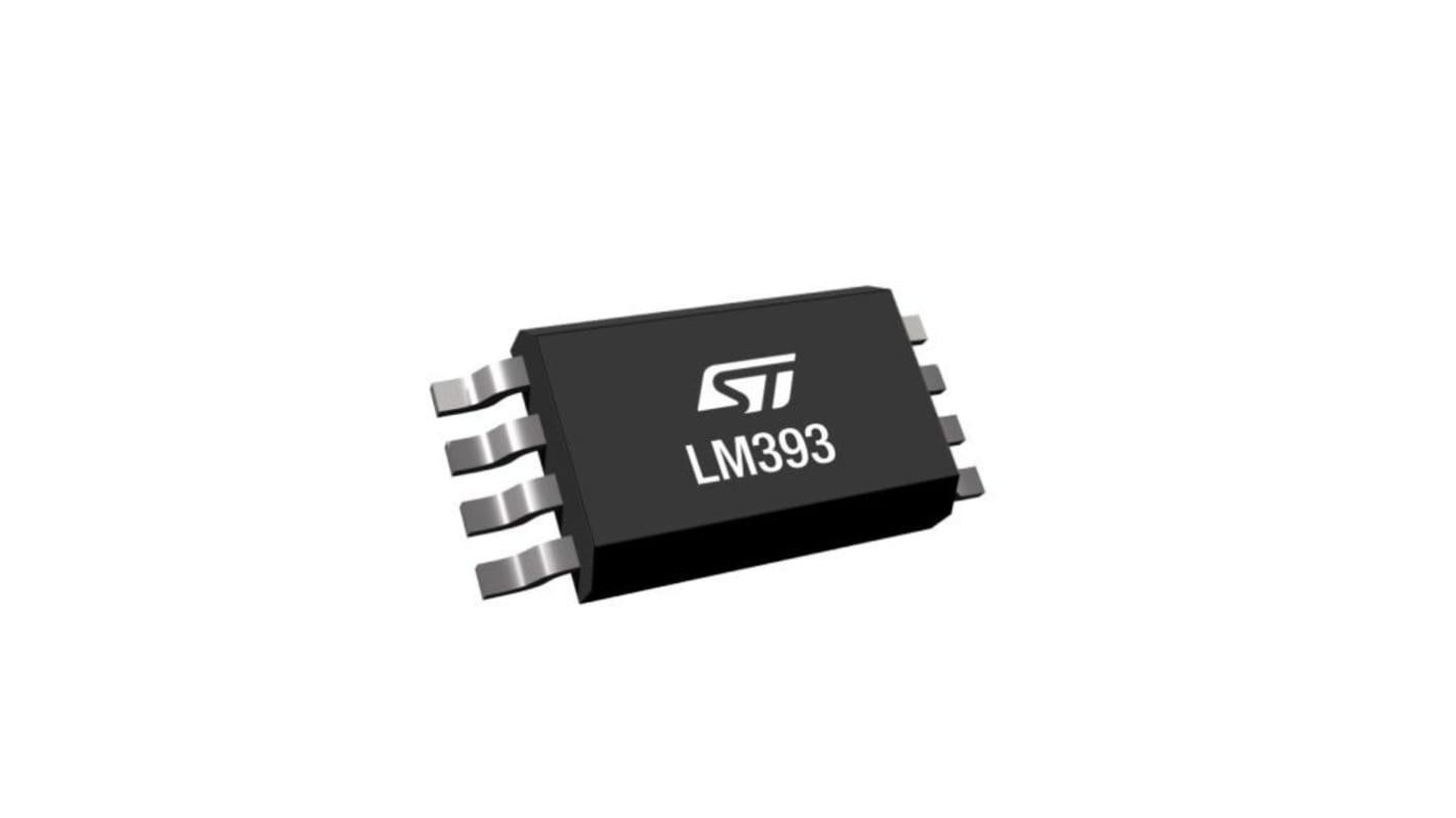 STMicroelectronics 低功耗双电压比较器芯片, TSSOP8, 贴片安装, 双/单电源, 2通道, 1.3μs响应