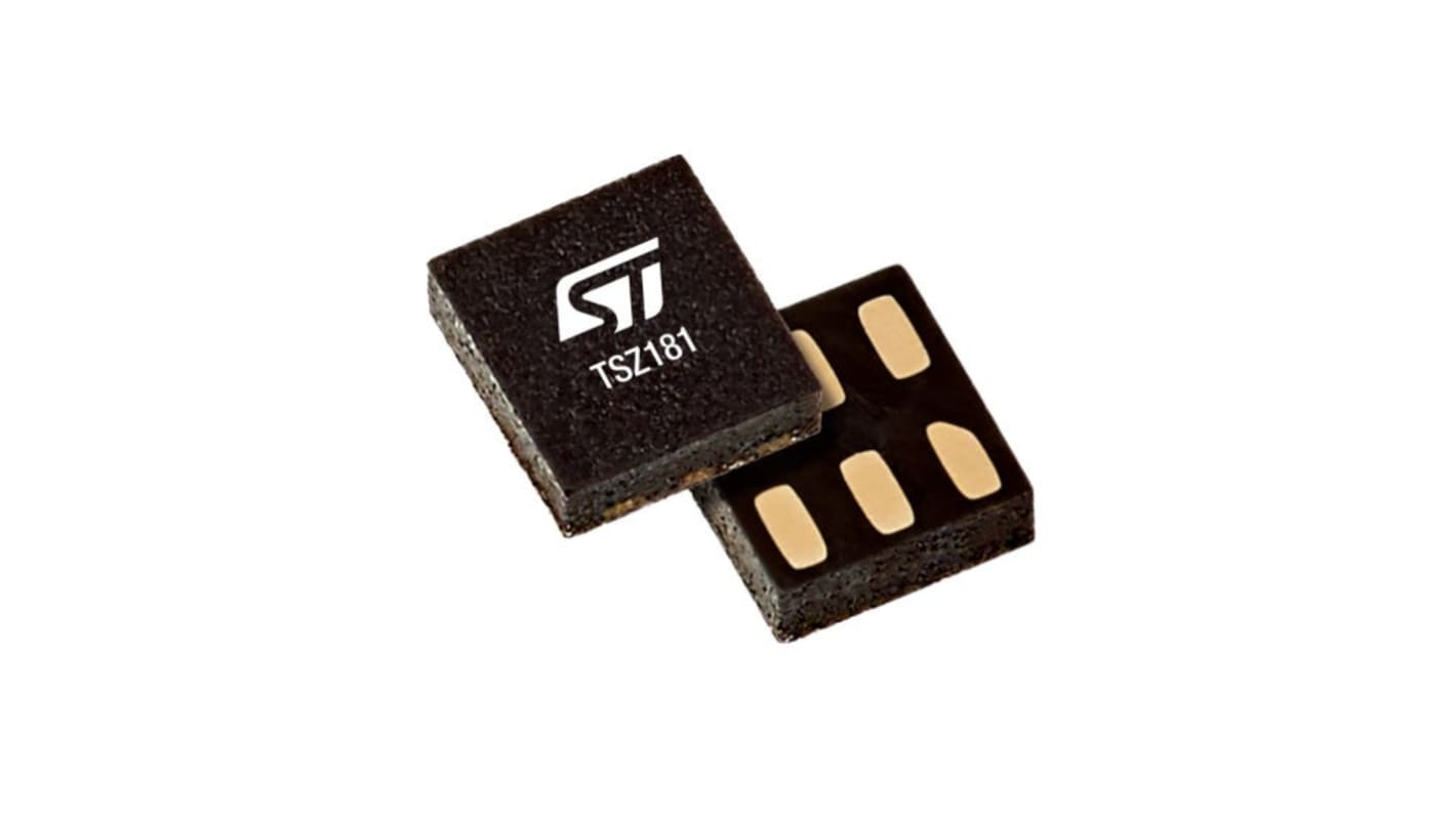 TSZ181IQ1T STMicroelectronics, Operational Amplifier, Op Amps, RRIO, 3MHz, 2.2 → 5.5 V, 6-Pin DFN6 1.2x1.3