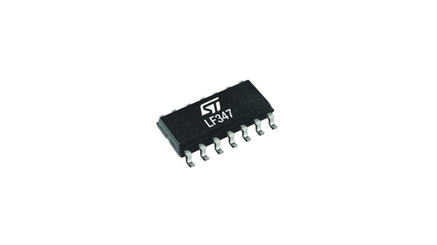 LF347DT STMicroelectronics, Quad Operational Amplifier, Op Amps, 4MHz, 6 → 36 V, 14-Pin SO14