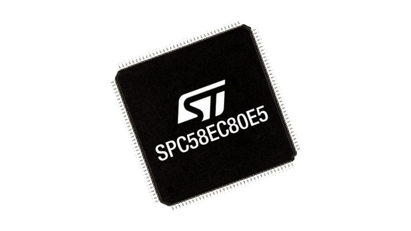 STMicroelectronics SPC58单片机, 32 位 MCU内核, 144针, eTQFP, 最大180MHz, 4 兆字节 闪存