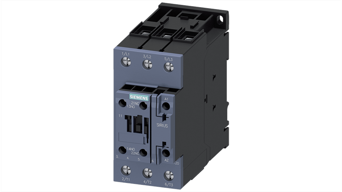 Siemens Contactor Terminal Block, 2 Contact, 1NC + 1NO, DIN Rail Mount, SIRIUS 3RT2