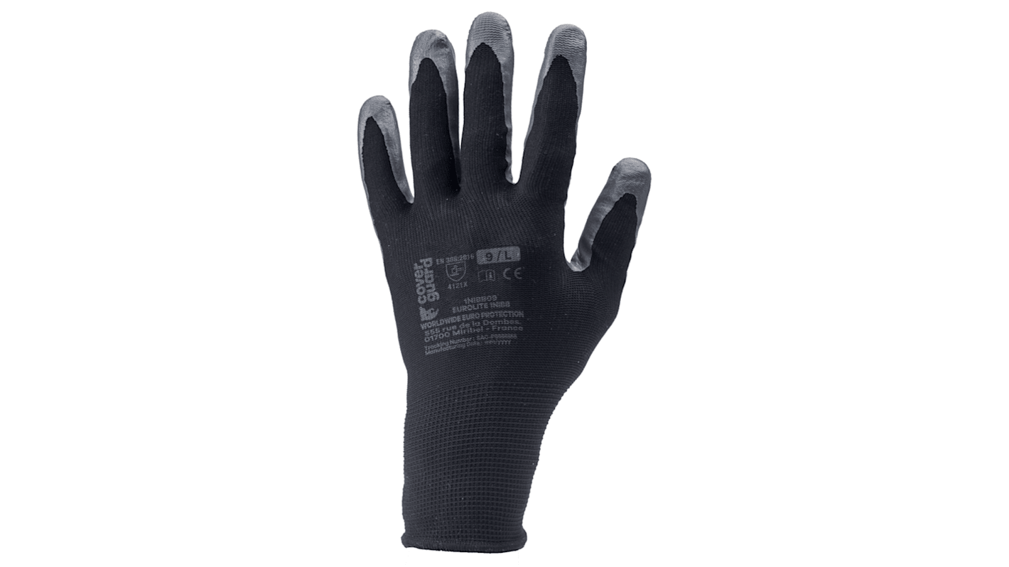 Guanti Coverguard 1NIBB, Tg. 8, in Poliestere, col. Nero, grigio
